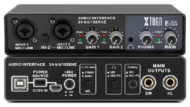 XTUGA E22 Audio Interface Sound Card with Monitoring,Electric Guitar Live Recording Professional Sound Card For Studio,Singing. 