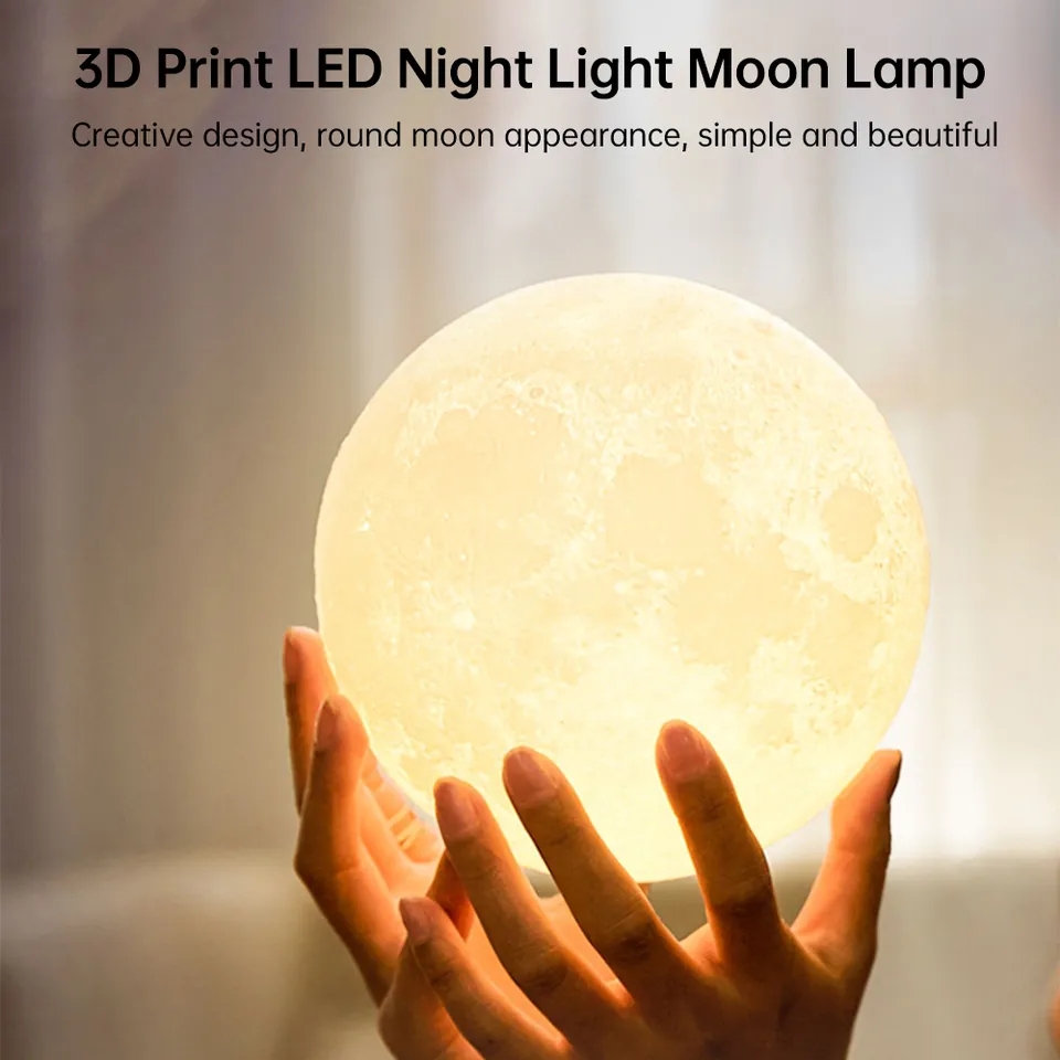 3D printed Galaxy Lamp and Moon Lamp for room lighting. 