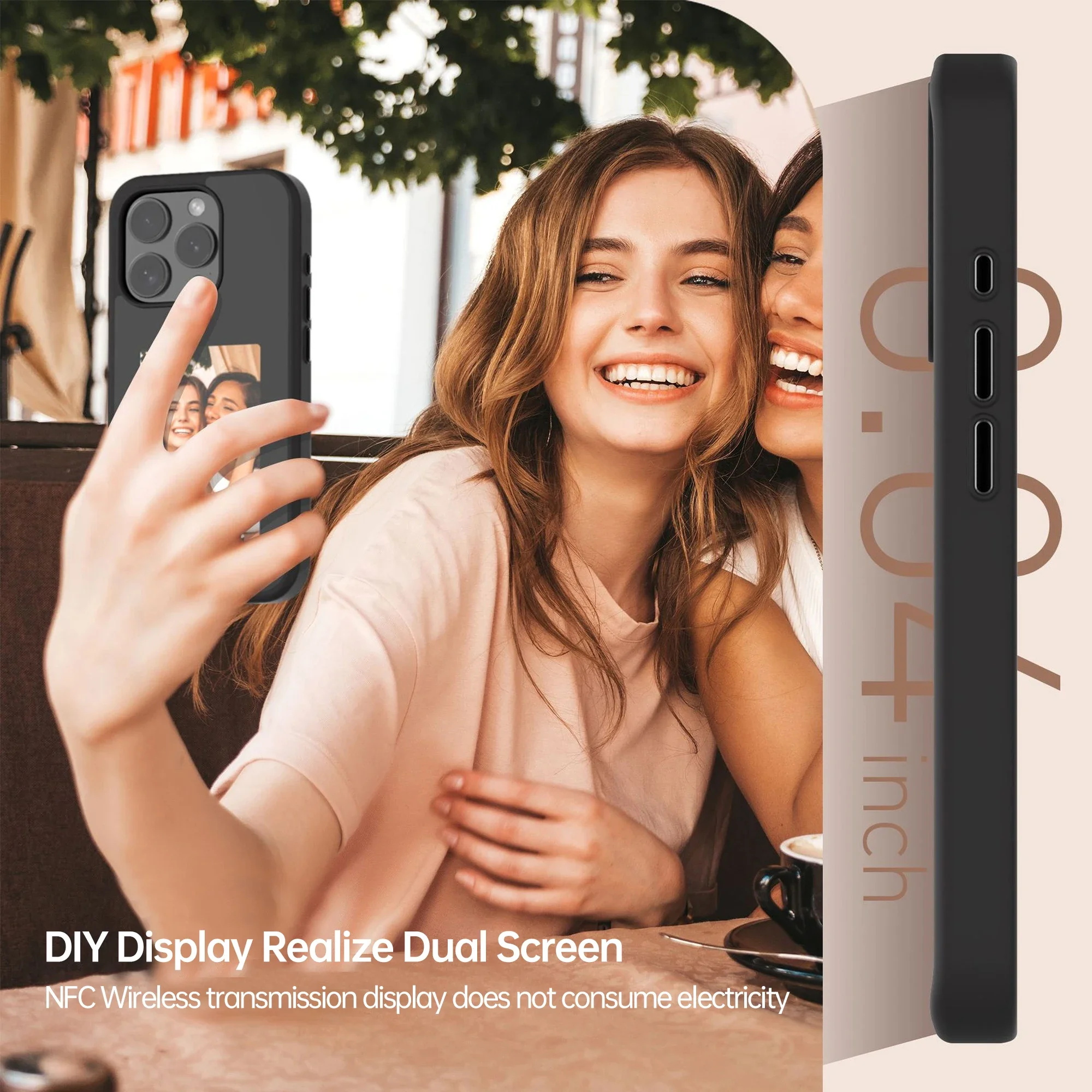 E-ink Screen Phone Case For iphone 13 14 15 Pro Max Smart DIY Can Change Picture NFC Refesh Phone Protective Cover Battery Free. 