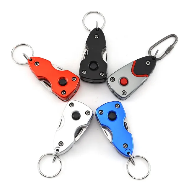 Multi-functional Keychain Knife Outdoor 6-in-1 Folding Mini Screwdriver Stainless Steel Tool Knife with LED Keychain. 