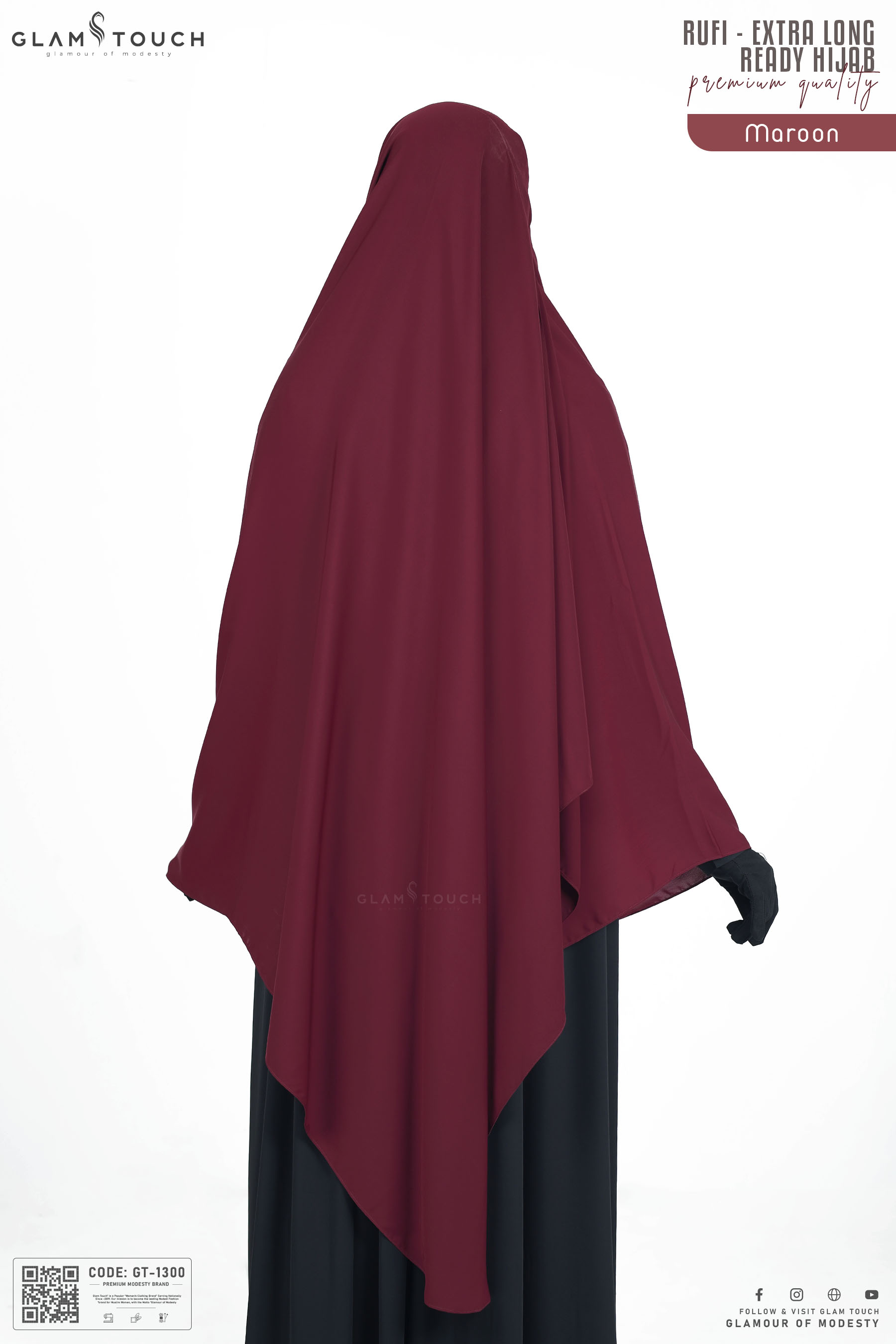 Glam Touch Extra Coverage One Loop Ready Hijab Set. 