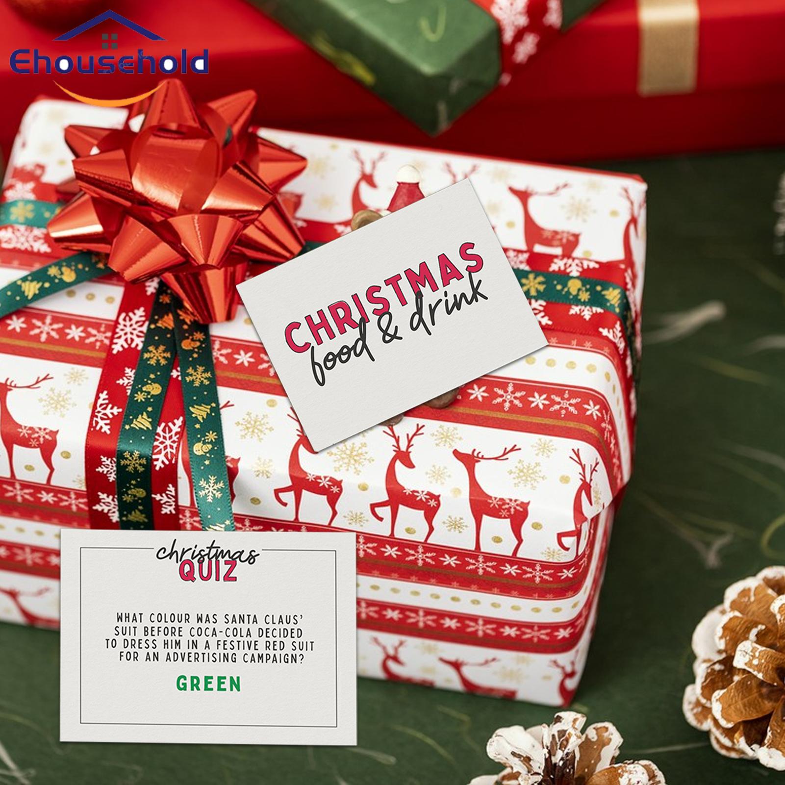 General Knowledge Quiz Card Fun Christmas Trivia Game Card Set Interactive Activity for the Whole Family Perfect Holiday Gift Christmas Quiz Card. 