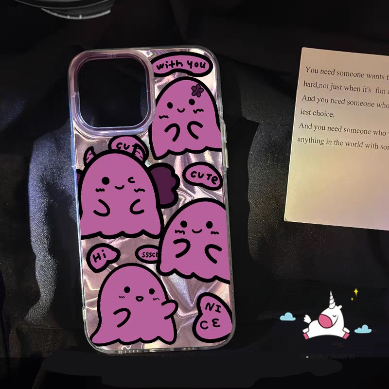 For Infinix Hot 50i 40i 30i Smart 9 6 7 5 8 Plus Pro Hot 40 30 20 12 11 10 Play Note 40 30 Pro ITEL P55 A70 Tecno Spark GO 20 10 Pro 20C 10C Camon 20 Cartoon Cute Purple Ghost Case