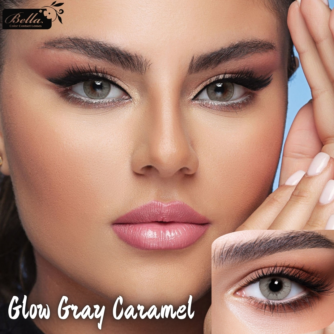 New Bella Gray Caramel Glow Color Contact Lens With Regular Kit Box For Men and Women. 1 Pair Bella Color Contact Lens For Eye Makeup and Cosmetics. Bella Glow Series. #glow. 