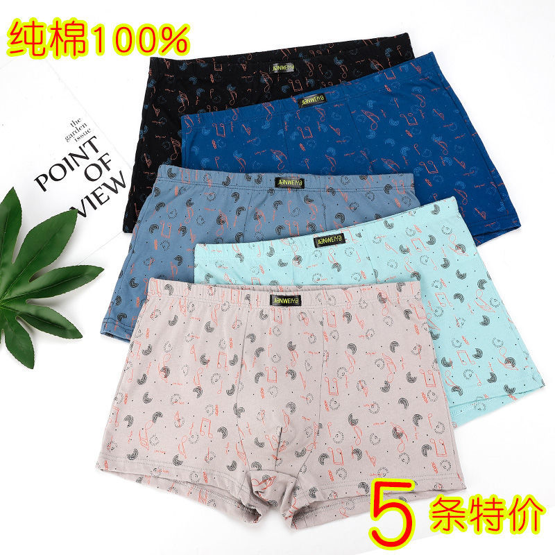 【100%Cotton】Men's Underwear Boxers Breathable Comfortable Boxer Shorts Oversized Loose-Fitting Pattern Print Underwear Men. 