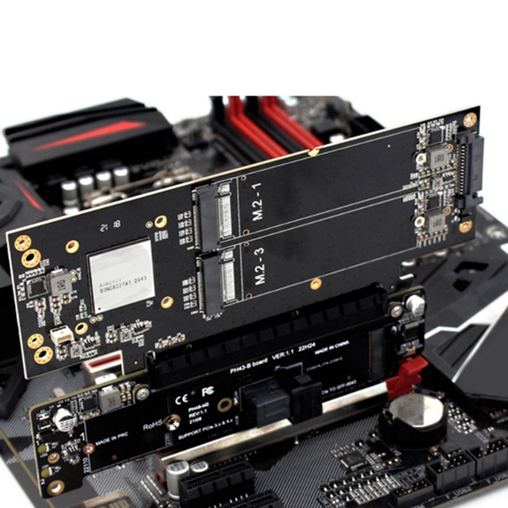PCIE Splitter Adapter Card 8+4+4Hyper Ultra Quad VROC M.2 NVMe Port Expansion Riser Card. 