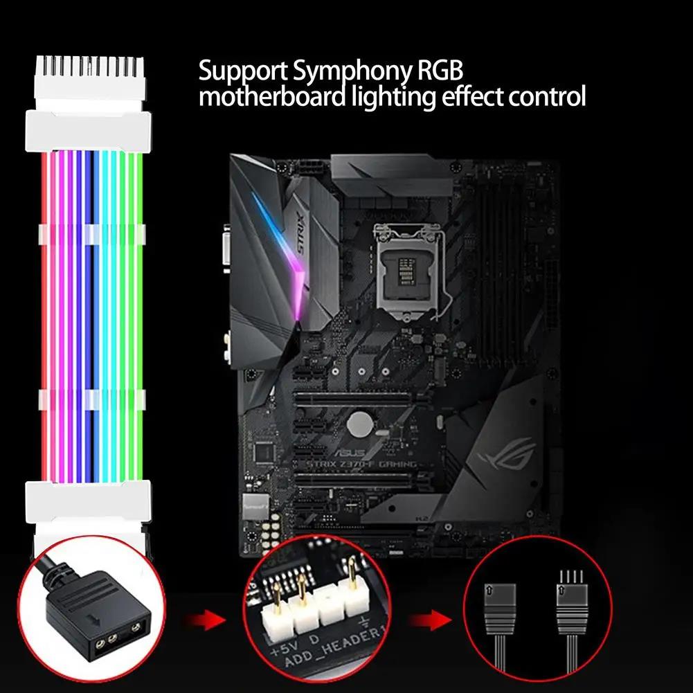 Motherboard RGB Extended Pin Power Cord Pin 6+2 GPU 8n PCIEX 24PiARGB PSU Power Extension Cable RGB Flow AT Long Cable. 