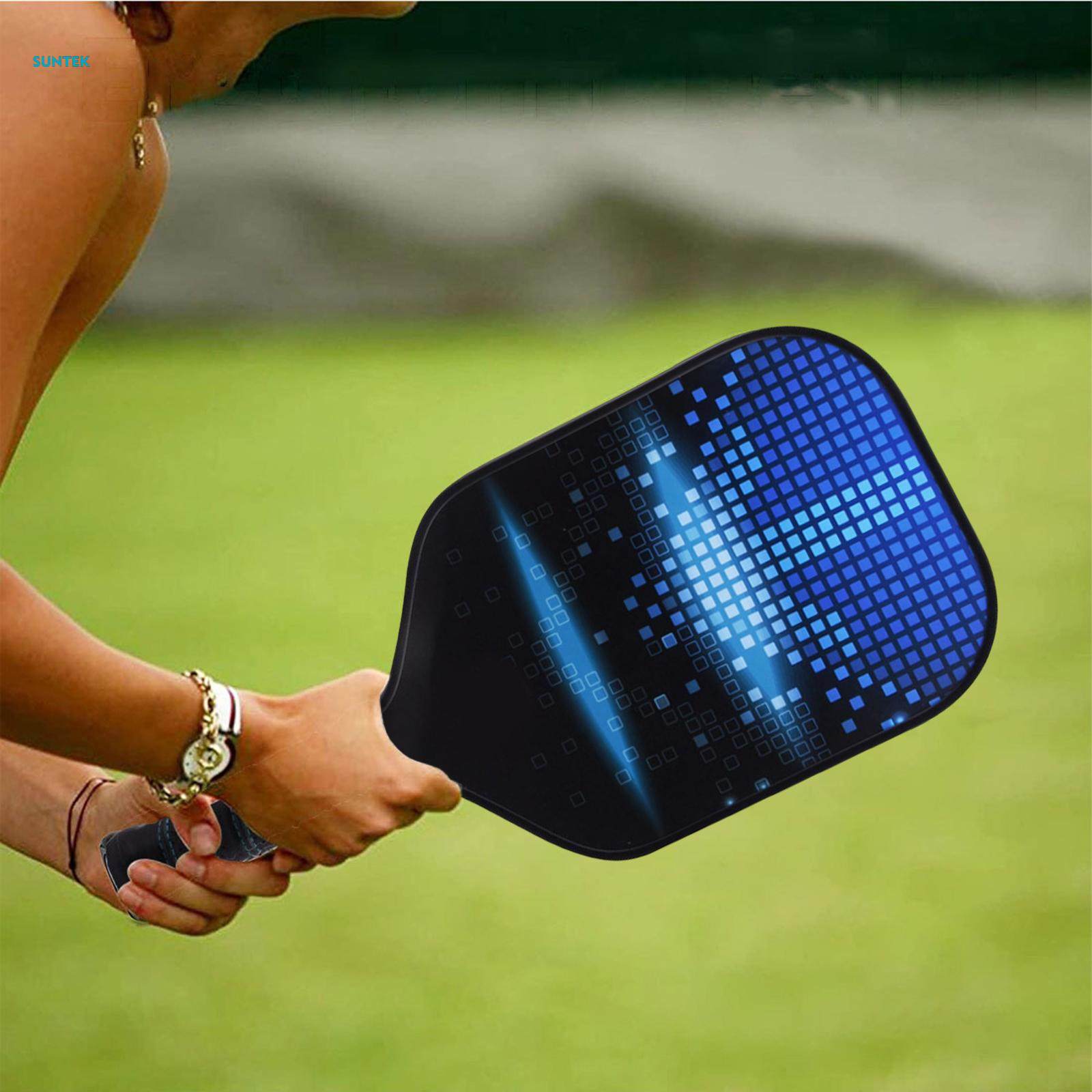 Pickleball Paddle, Fiberglass Surface Polypropylene Honeycomb Core, Anti Slip Sweat Absorbing Grip, Portable Carry Bag. 