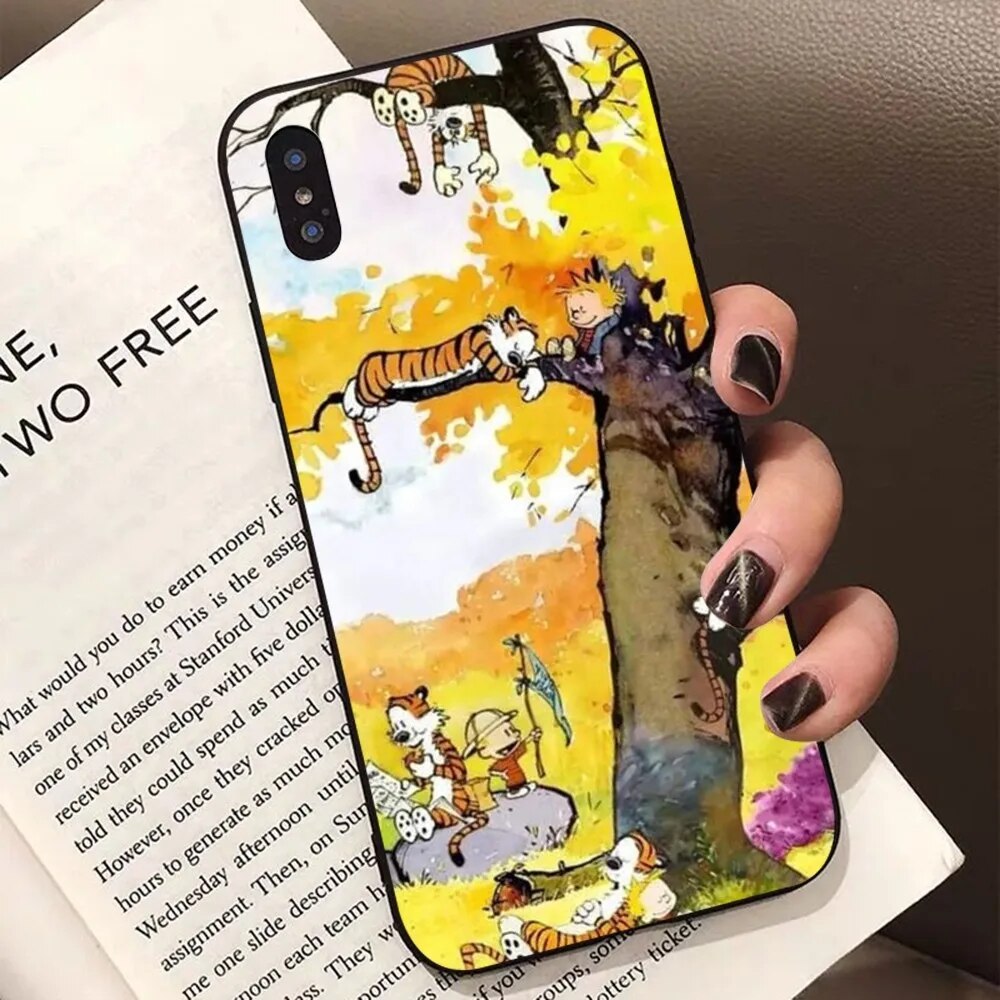 C-Calvin and H-Hobbes Phone Case for iPhone 15 8 7 6 6S Plus X SE 2020 XR XS 14 11 12 13 Mini Pro Max Mobile Case. 
