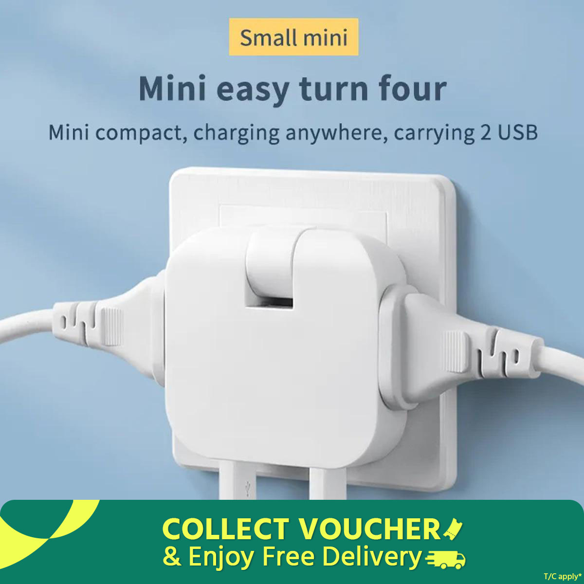 USB Multi Plug Converter 4 in 1 Adapter Travel Mutli Socket (2 USB 2 Power Socket) 2500W High Power EU Bangladesh Standard 180° Rotating Coverter Socket AC Adapter