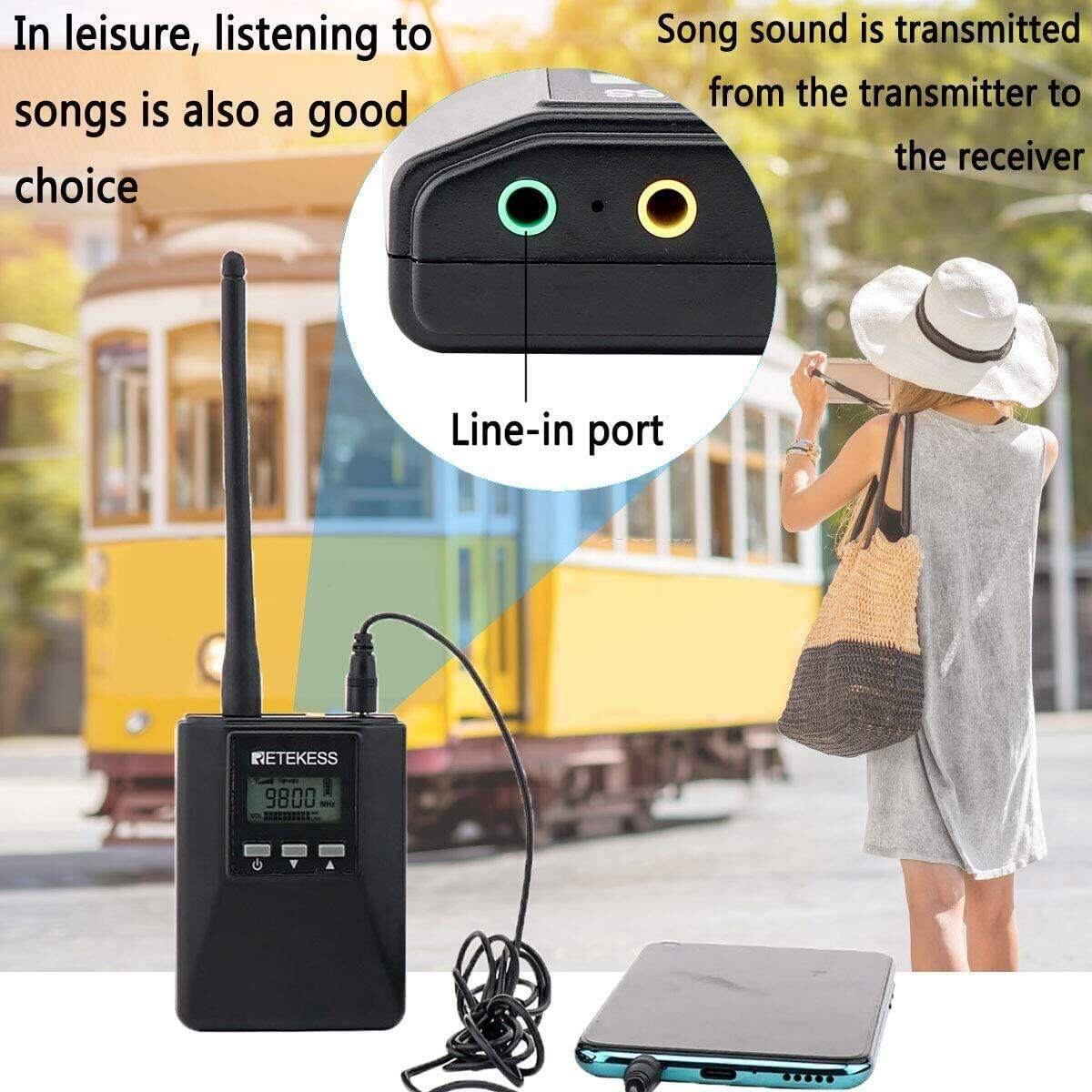 Retekess TR506 Portable FM Transmitter, Low Power FM Transmitter for Church Parking Lot, 400M Long Range Broadcast Stereo Radio Station for Drive-in Movie, Whole House, Tour Guide. 