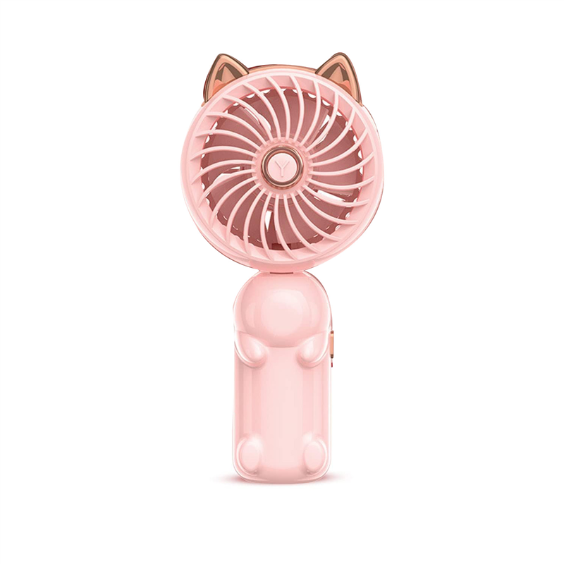 1 PCS Portable Hand Held Fan Foldable Small Fan with Cat Ears with USB Rechargeable Battery (Green). 