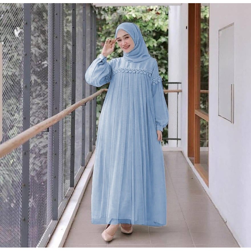 Embrace Elegance in Navy Akashi Color Hijab Gown Borka - A Sophisticated Addition in Malai Georgette and Soft Net Fabric - Easy to maintain. 