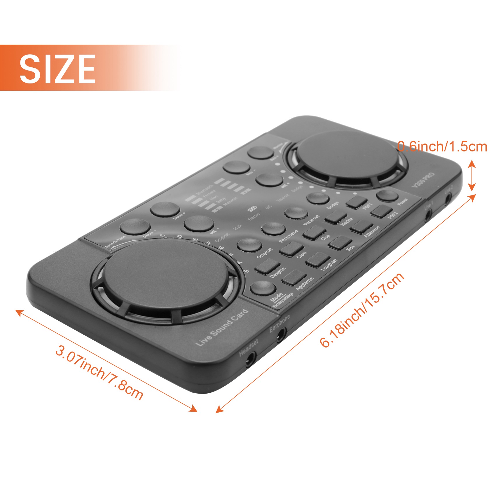 V300 PRO Sound Card 10 Sound Effects Bluetooth Noise Reduction Audio mixers Headset mic Voice Control for Phone PC. 