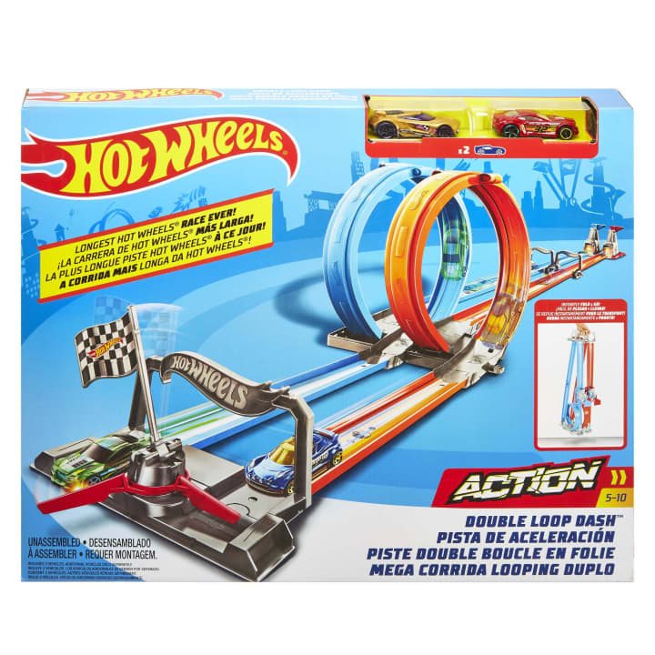 Hot Wheels GFH85 Double Loop Dash Track Set - Car Toy. 