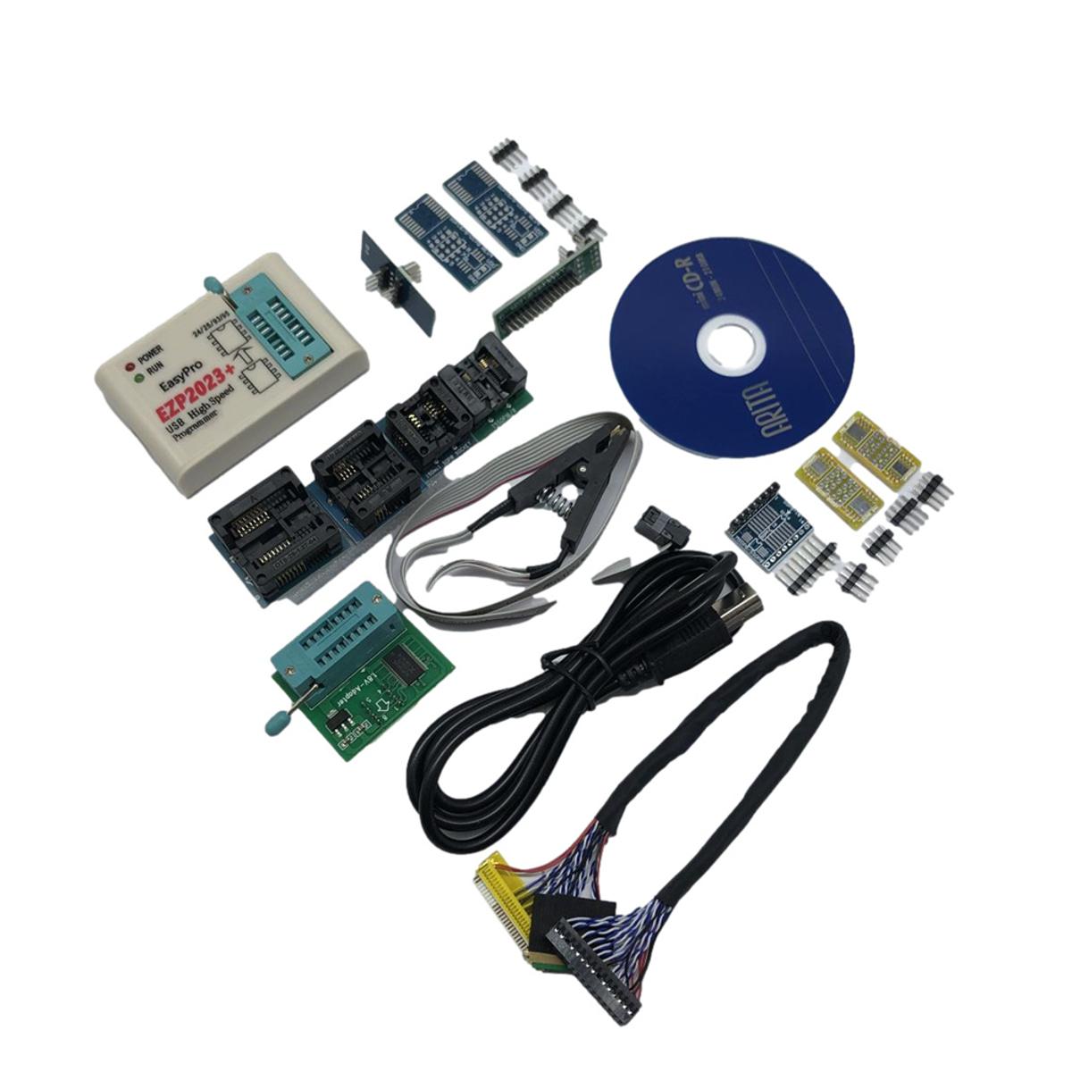EZP2023 Plastic + Metal USB SPI Programmer Full Set + 12 Adapter Support 24 25 93 95 EEPROM Flash Bios Compatible with Windows Better Than EZP2019