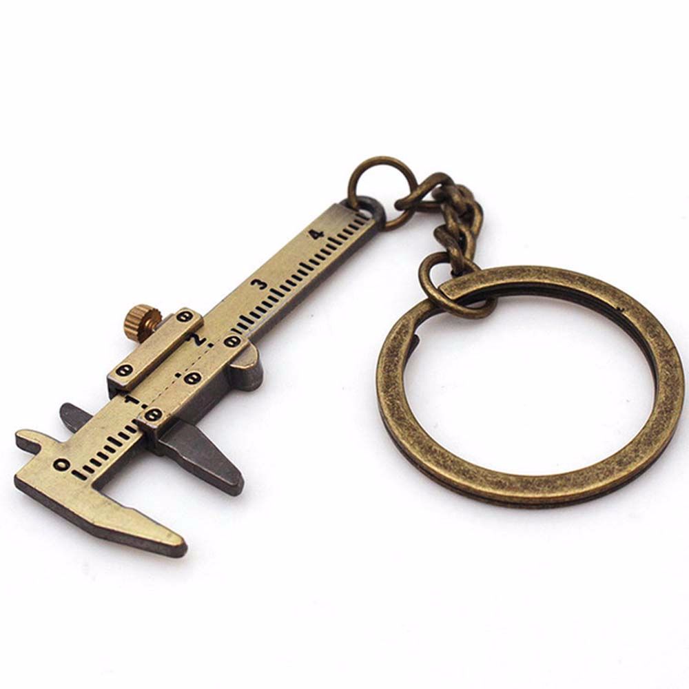 Simulation Ruler Scale Keychain 0-4cm Ruler Gadget Mini Vernier Caliper Keyring Key Chain Measuring Gauge Vernier Caliper Keychain