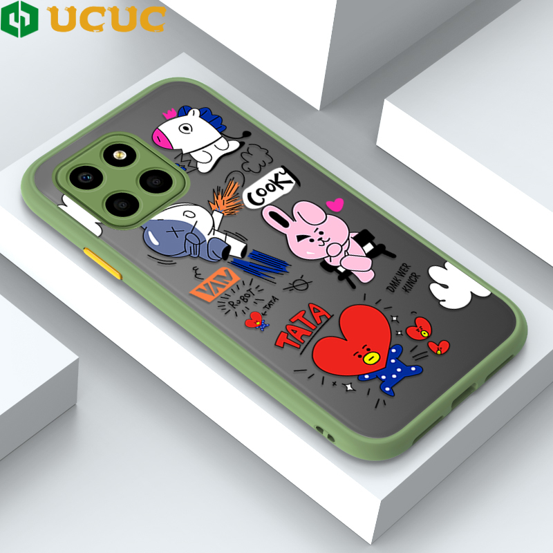 UCUC for Honor X8 5G Back Cover BTS Anthropomorphic Image Frosted Transparent Hard Phone Case Thin Shockproof Full Cover Camera Protect Case. 