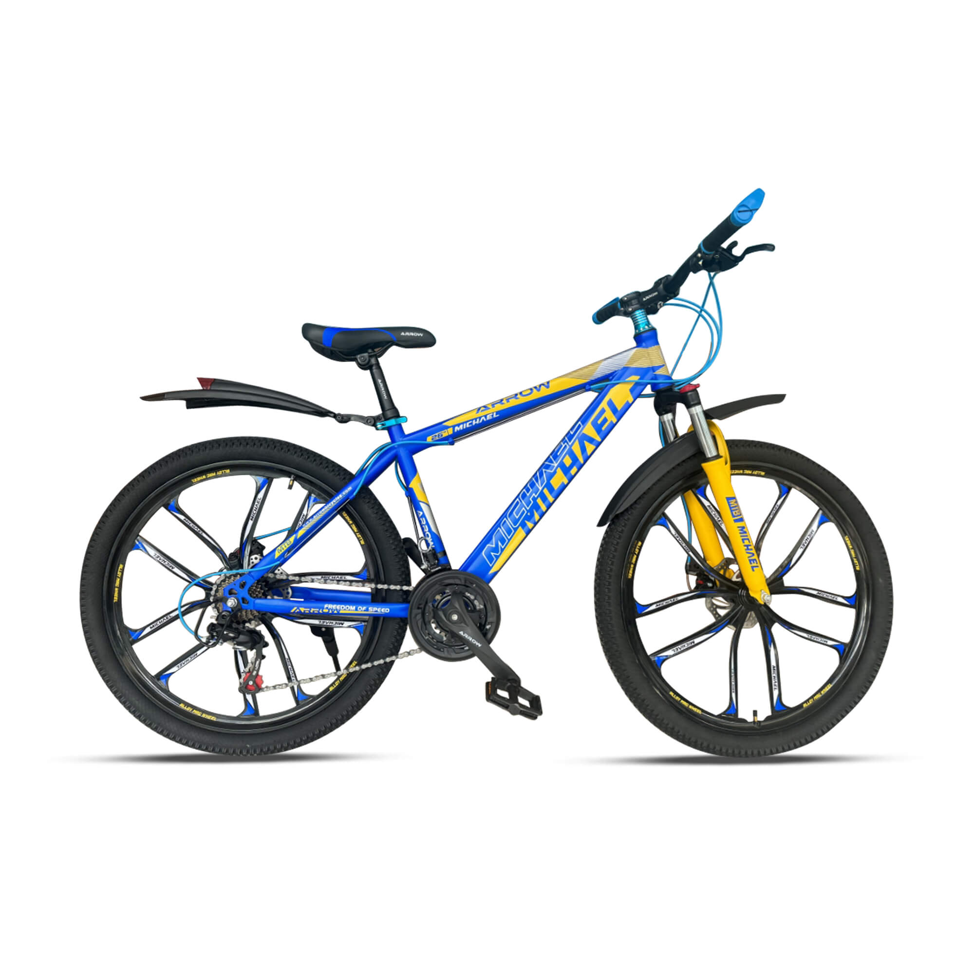 Arrow Bicycle 26 inch MICHAEL MTB Speed 21 Blue Color | 10 Blade Mag Wheel Bicycle