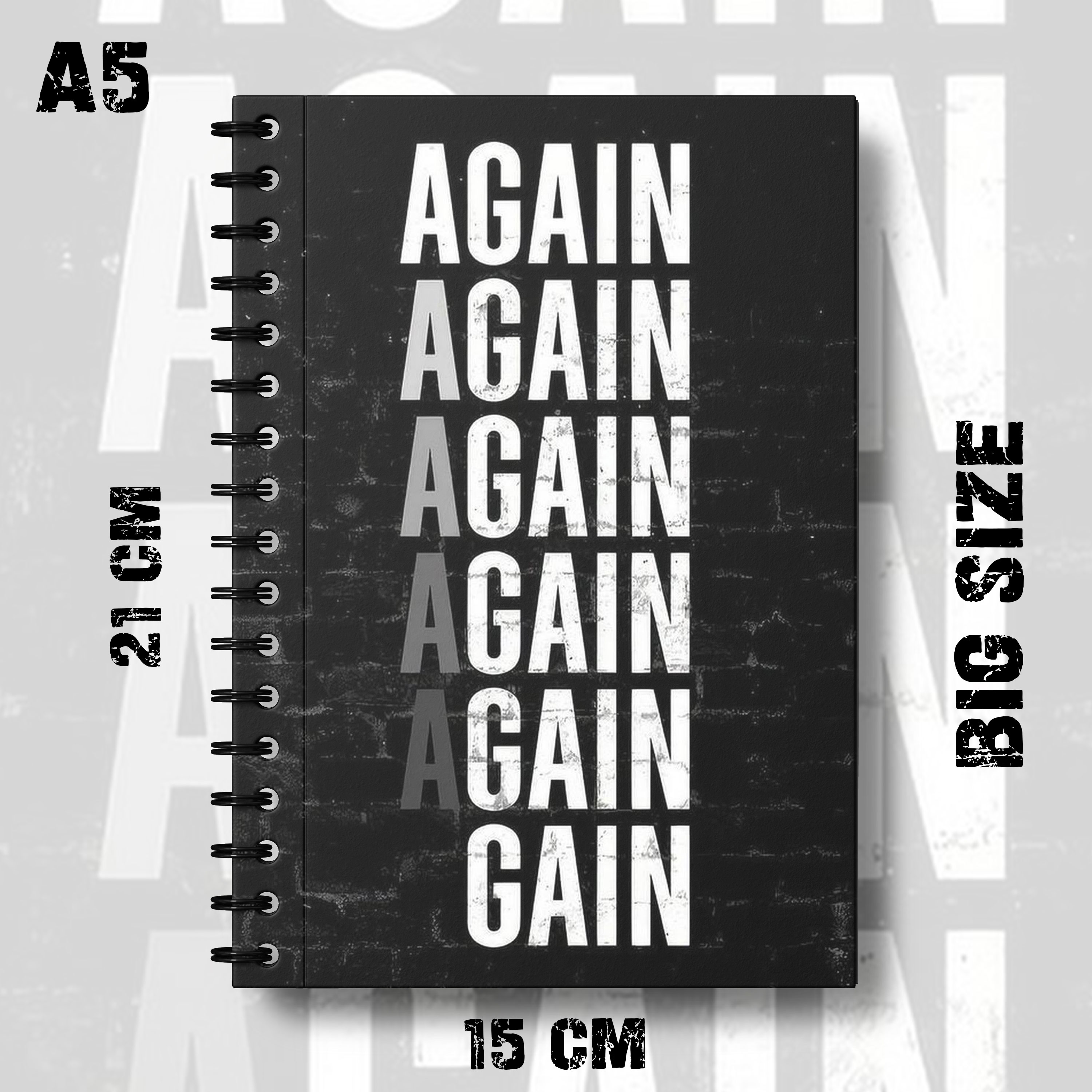 Notebook Typography Motivational Speech Again And Gain Theme Design Rise360 Writing Journal Pad K648. 