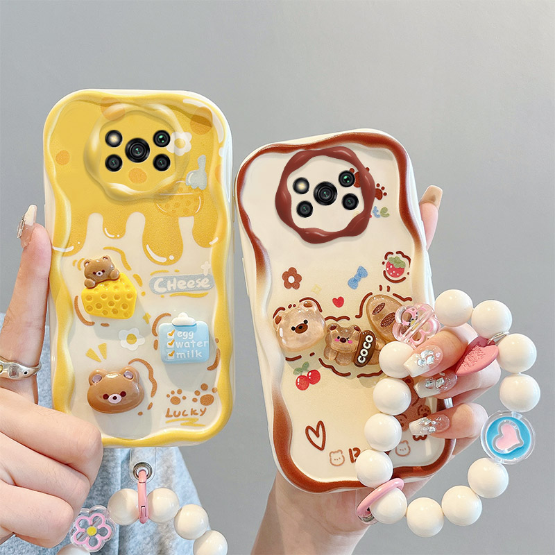 For Xiaomi Poco X3 Pro Poco X3 NFC Phone Case 3D Cute Animal Cartoon Patterns + Beautiful Flower Bracelet Soft Case. 