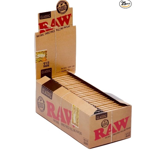 Raw Unrefined Classic 1.25 1 1/4 Size Cigarette Rolling Papers, With rose 5 pice. 
