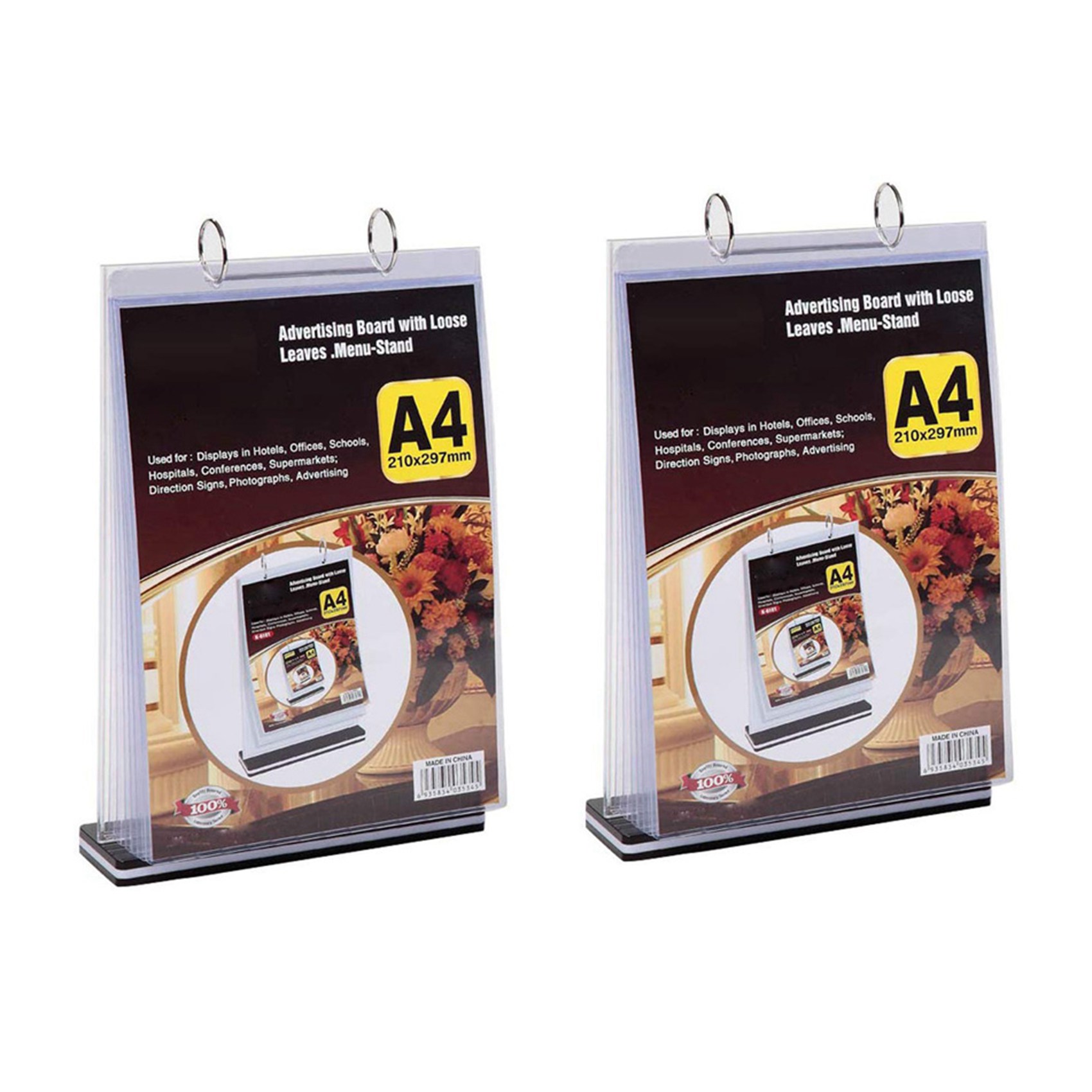 A4 Multi-Page Flip Display Card Label Display Stand Detachable Label. 