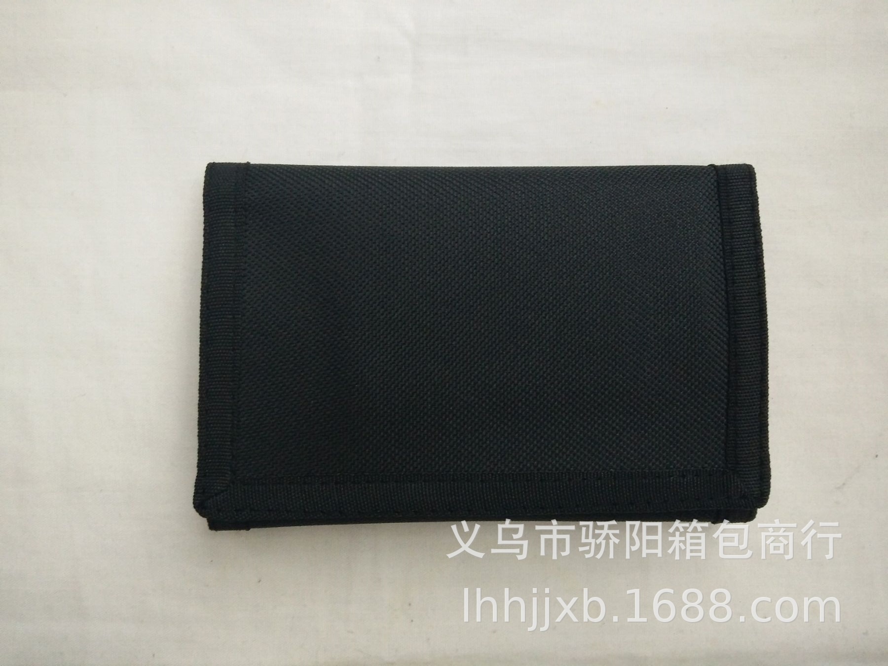 Men's Short Oxford Cloth Wallet Velcro Trifold Wallet Solid Color Polyester Coin Purse in Stock