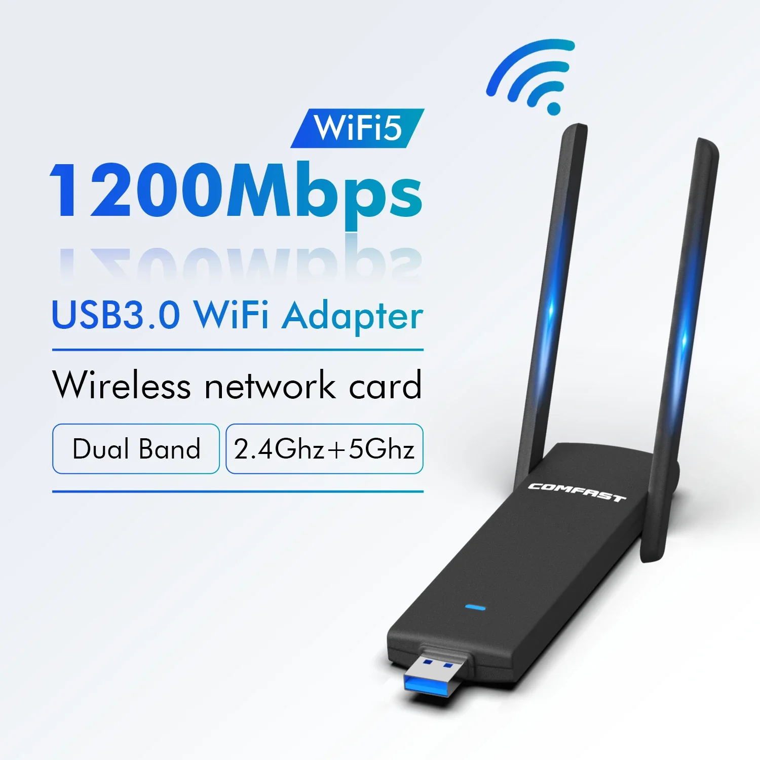 1200Mbps 5Ghz 2.4Ghz USB 3.0 Wifi Adapter Dual Band MT7612U Wi Fi Antenna Dongle LAN Adaptador Windows /Linux Desktop/Laptop/PC. 