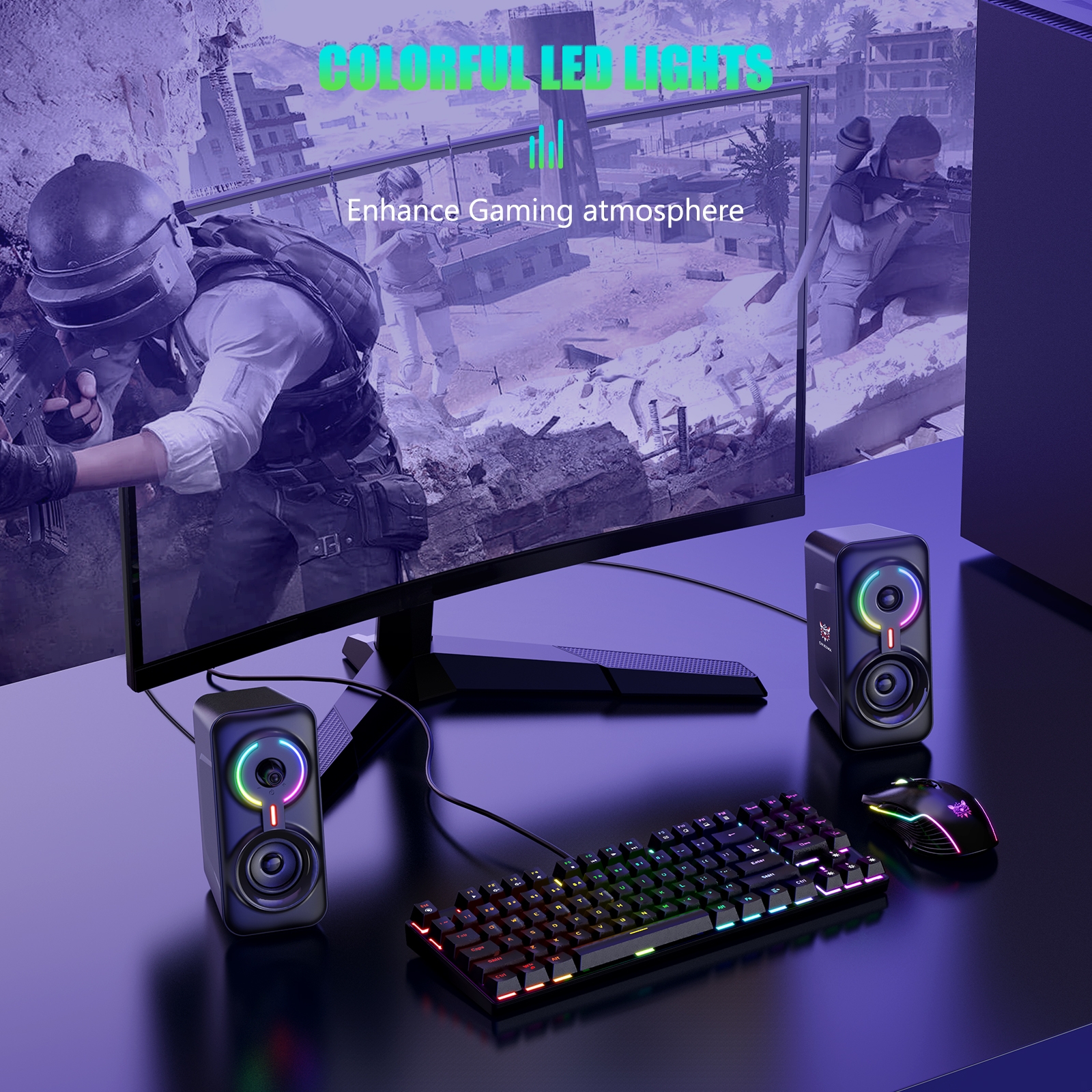(New)ONIKUMA L6 RGB Lighting Computer Audio with Bluetooth Function(Black). 