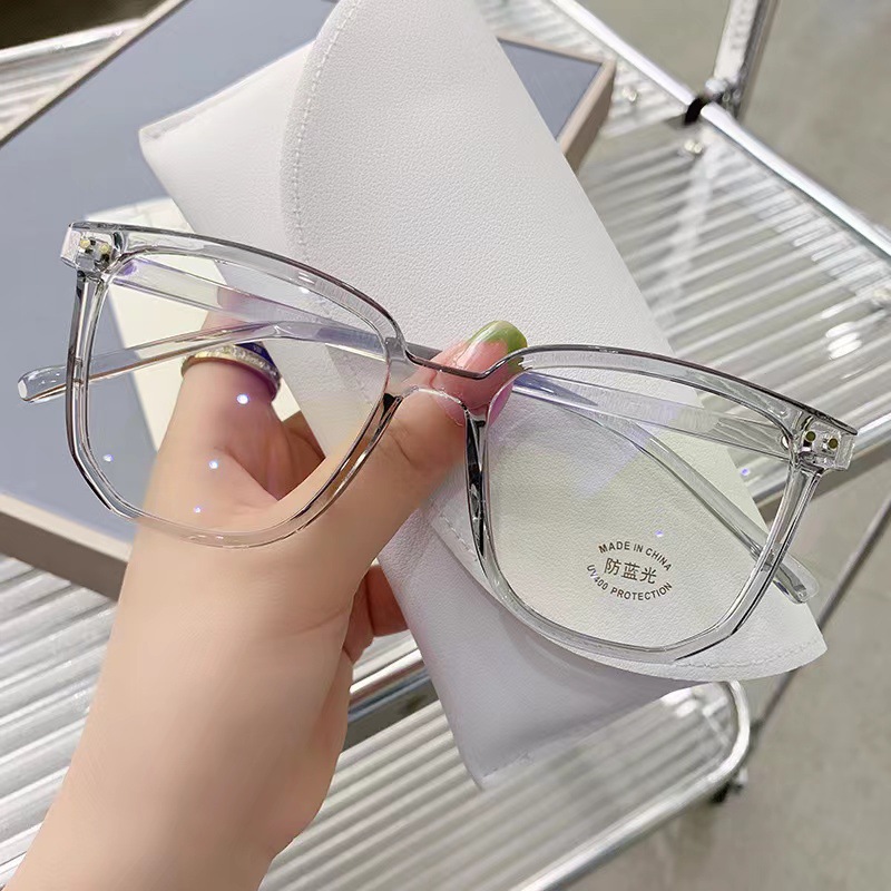 Black frame tr90 glasses for short-sighted women, anti-blue light, can be equipped with prescription, plain makeup artifact frame, big face, slimming, Korean style trendy men