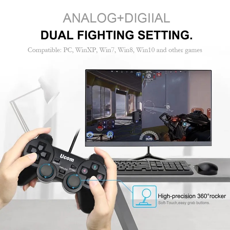 UCOM PC Dual Vibration Wired Game Controller Gaming Joypad Joystick USB Gamepad Joystick Gamepad Joypad For Win7/ XP For PC Laptop Vibration Gamepads. 