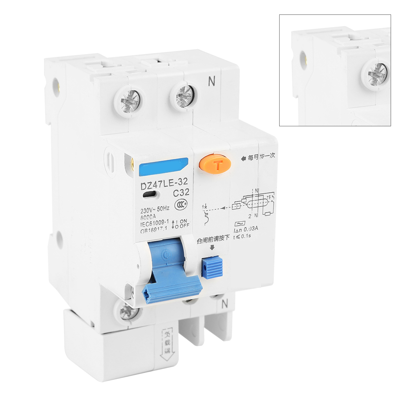 DZ47LE-32 1P+N C32 RCCB Residual Current Circuit Breaker 30mA 230/400V. 