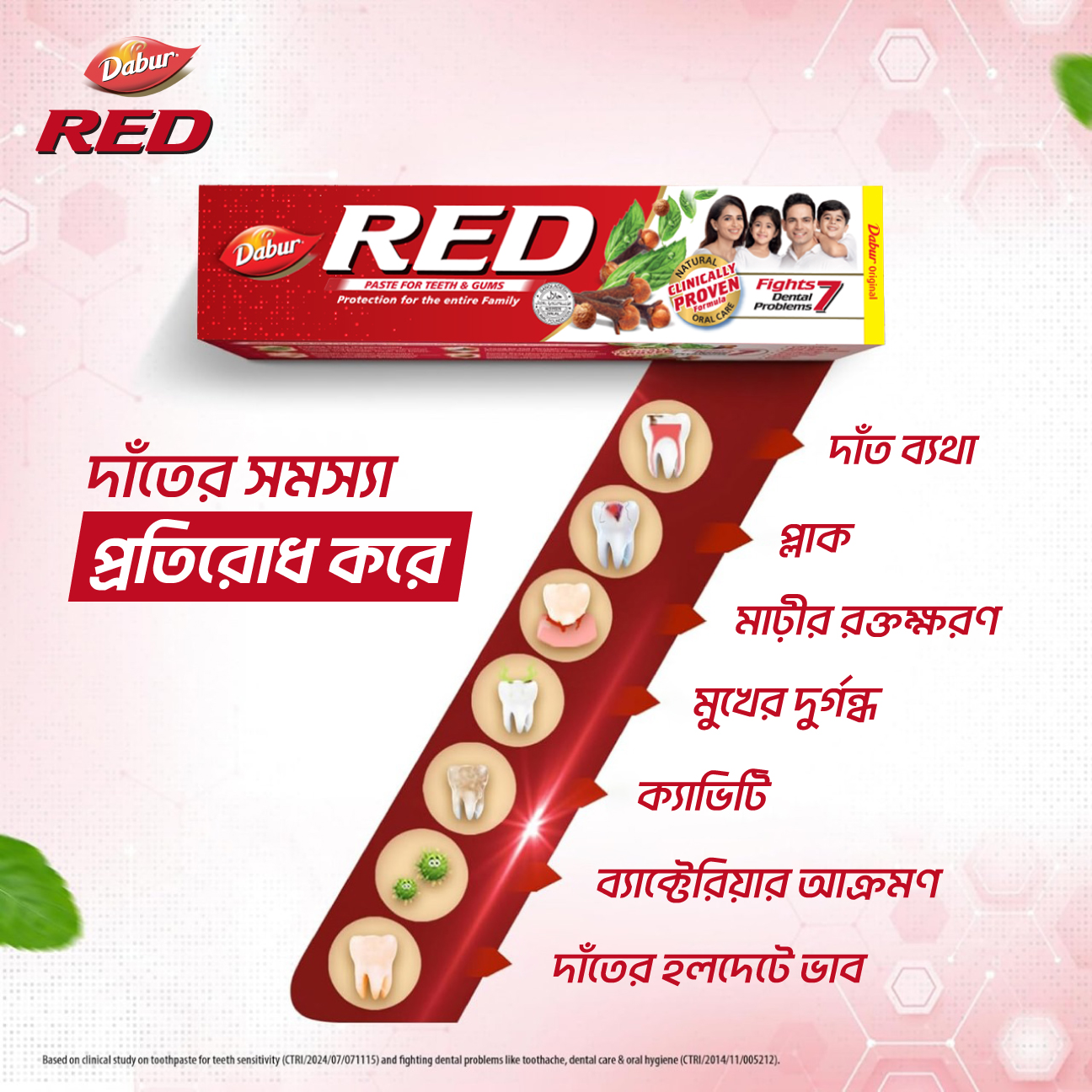 Dabur Red Toothpaste 190 gm (Get Red Toothpaste 85 gm Free). 