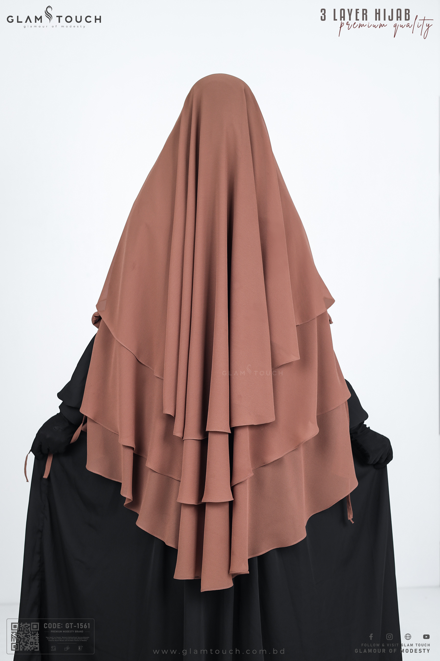 Glam Touch Premium ABRU 3 Layer Hijab Niqab Set. 