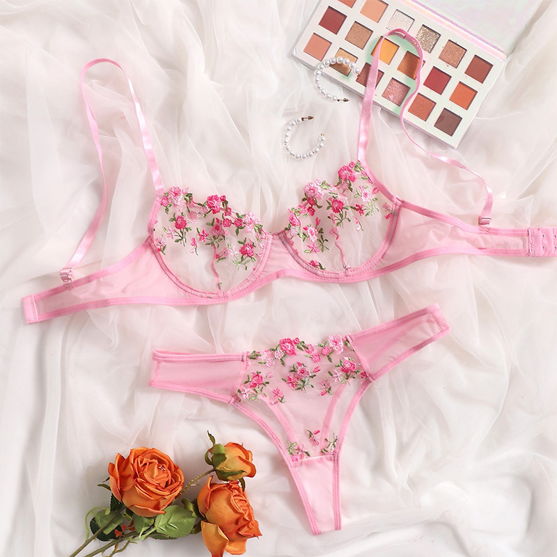 Khapsu Premium Quality Premium Quality Flower Transparent Lace style women bra and panty set
