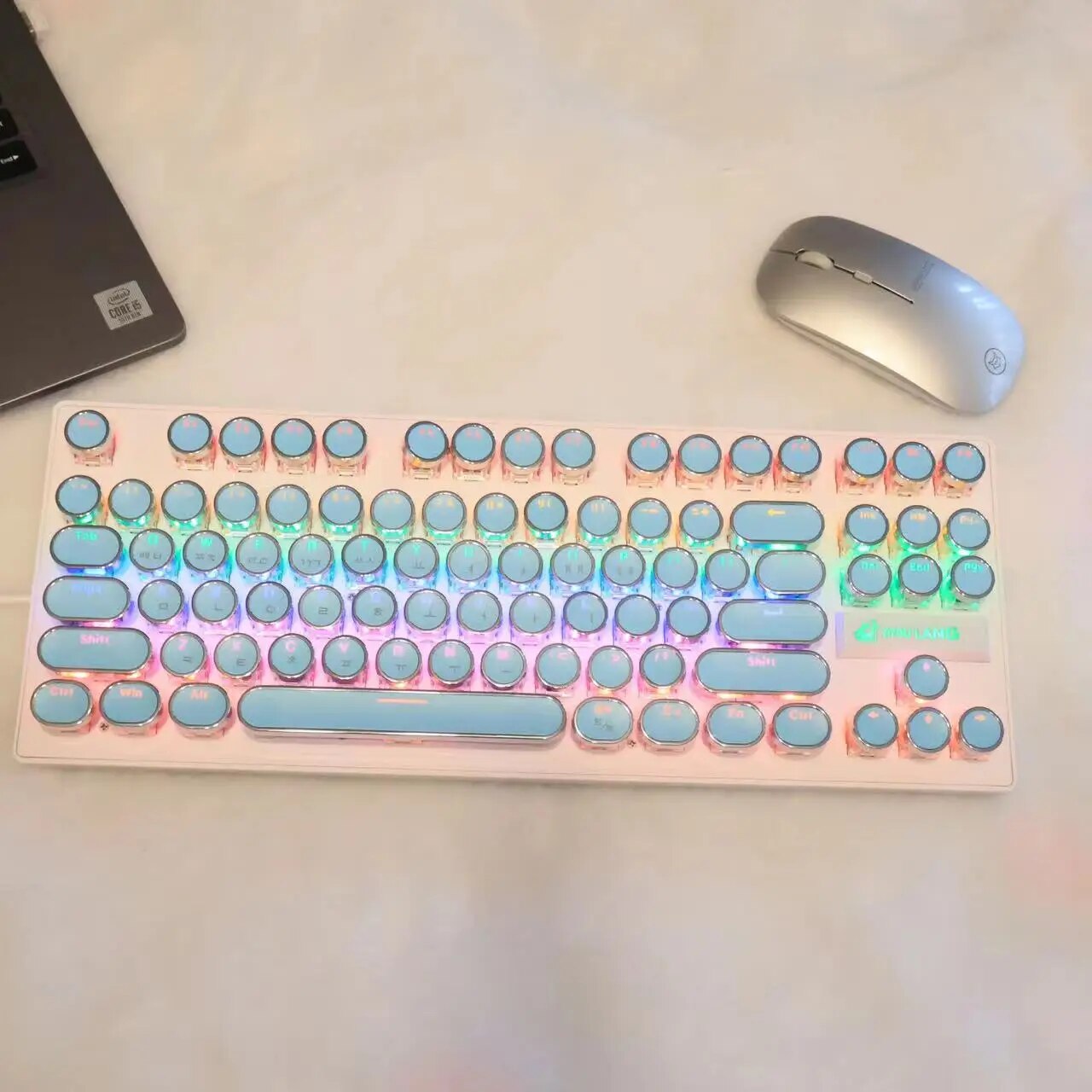 Korean Keycaps Hangul Low Profile 104 Key Universal Round Key Cap PBT for Cherry MX Mechanical Keyboard Backlit High-Quality. 