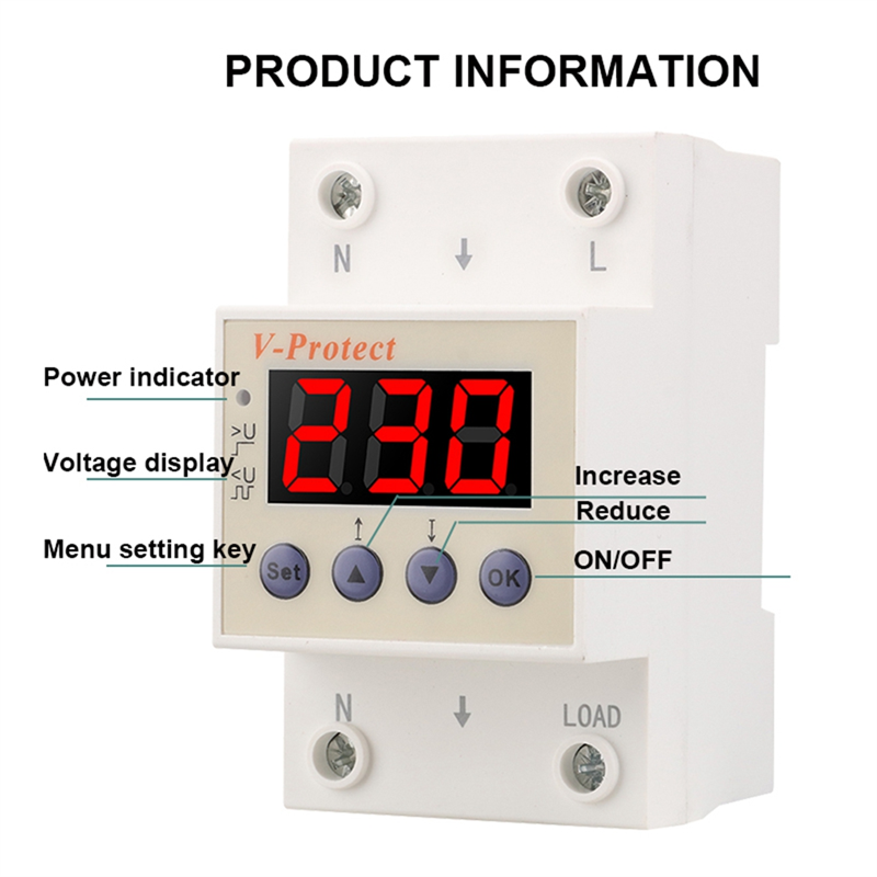 SINOTIMER SVP-722 40A Din Rail Adjustable over Voltage and Under Voltage Protective Device Protector Relay Overvoltage Protector. 