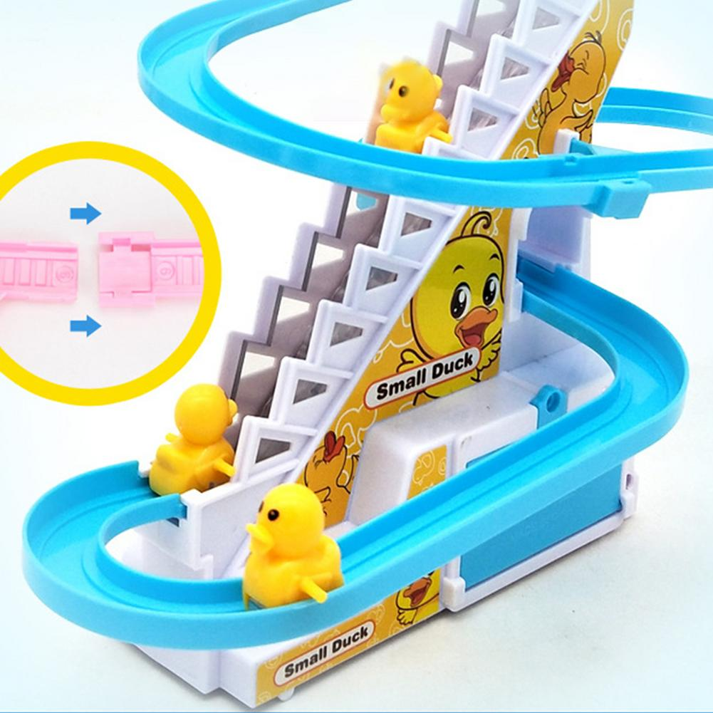 Electric Duck Climbing Stairs Toy Children Roller Coaster Toy Set With Flashing LED Light Easy To Install And Carry Perfect Gift  by Bix Super shop. 