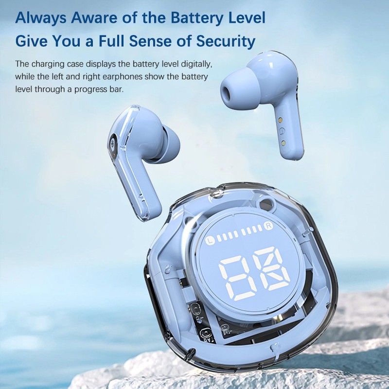 Ultrapods Pro True Wireless Earbuds with Display Transparent Design, Bluetooth 5.3 Water Proof. 