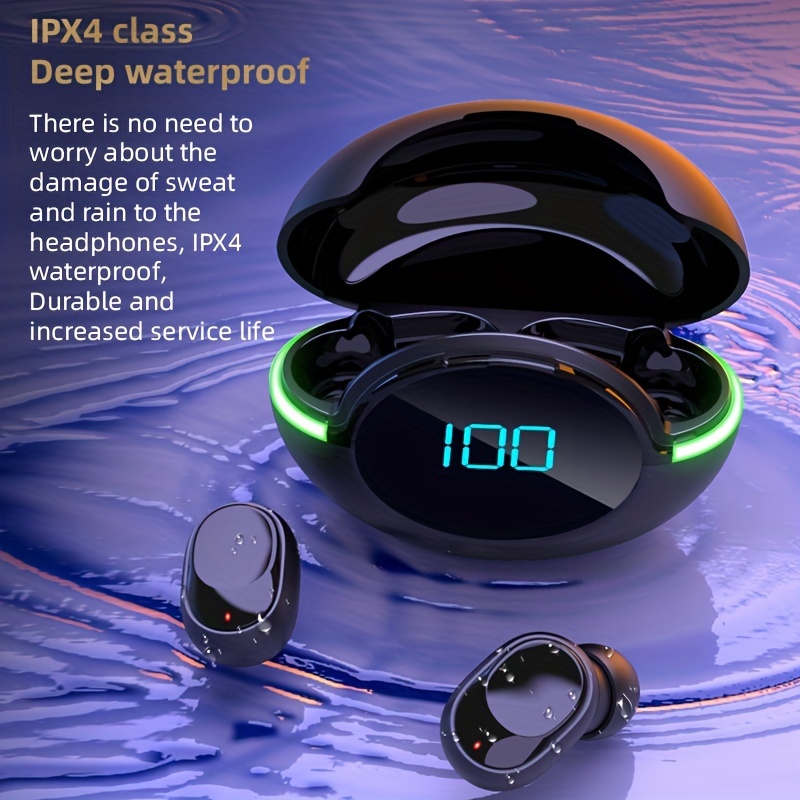 TWS V5.1 True Wireless Stereo Earbuds: Ergonomic Design, Low Latency, Battery Capacity Display, Gaming Hands-Free, Waterproof IPX4, RGB Light. 