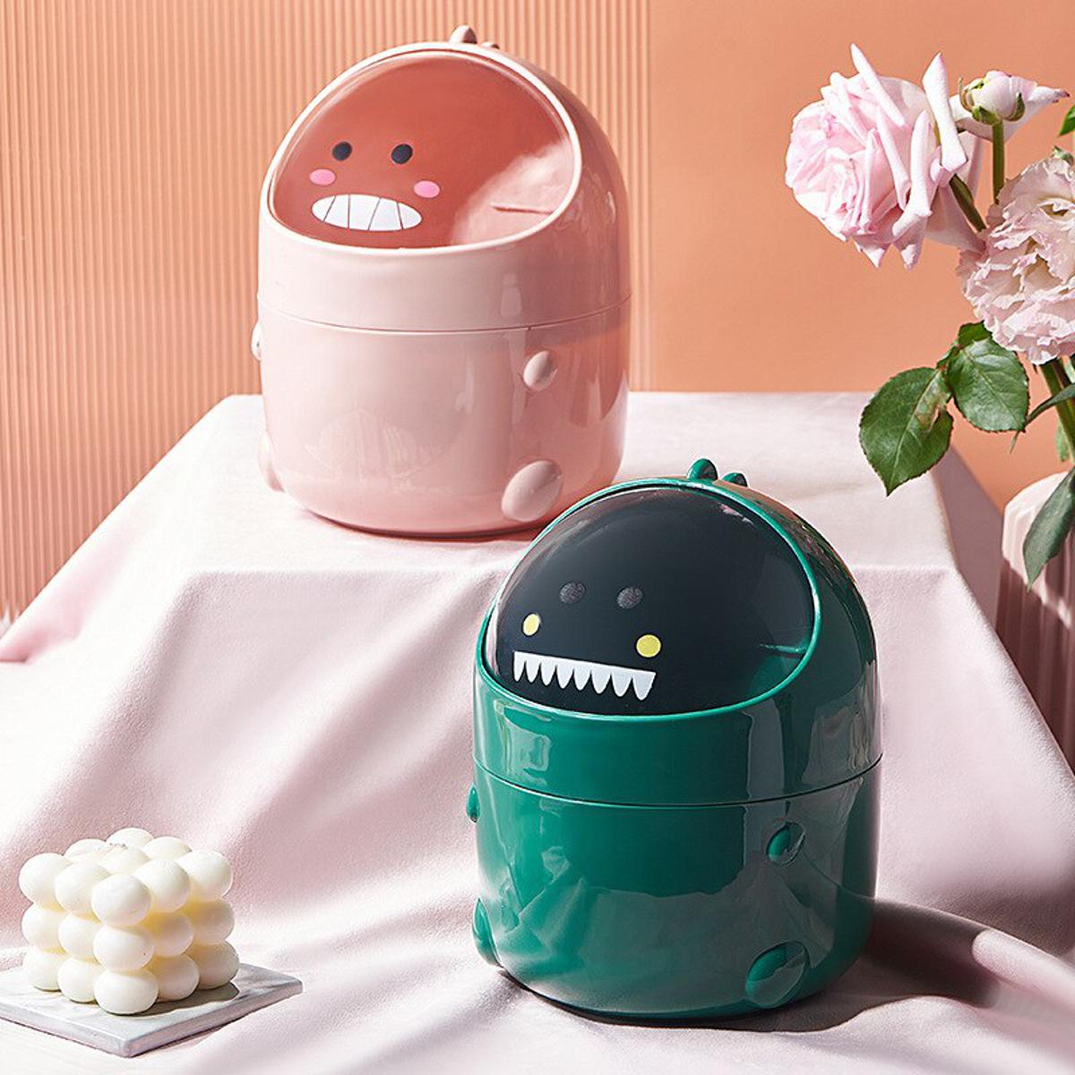 Little Dinosaur Trash Bin Trash Can Desktop Garbage Can Mini Flip Cover Storage Tube Home Office Creative Trash Can Wholesale