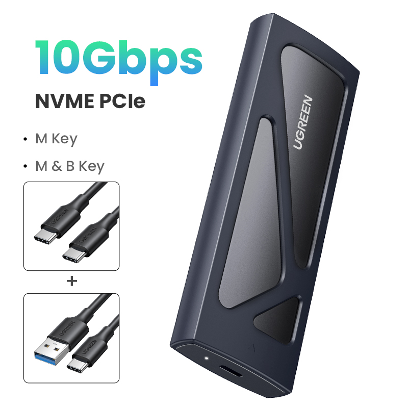 UGREEN M.2 NVME PCIe SSD Enclosure 10Gbps USB 3.2  Gen2 External Hard Drive. 