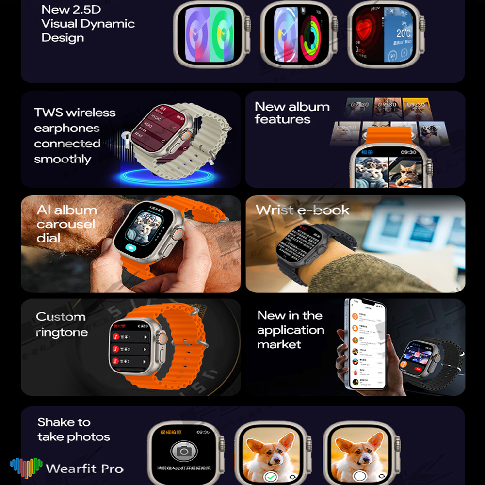 HK9 Ultra 2 Max AMOLED ChatGPT Men Smart Watch AI Watch Face with Compass 2GB ROM Compass Door NFC Sports Smartwatch for IOS&Android.. 