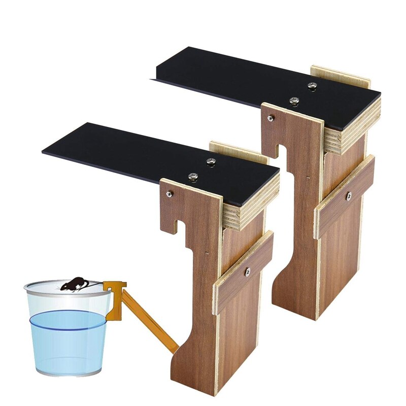 2 Pack Walk The Plank Mouse Trap, Auto Reset Live Catch Rat Trap（Black Wood）. 