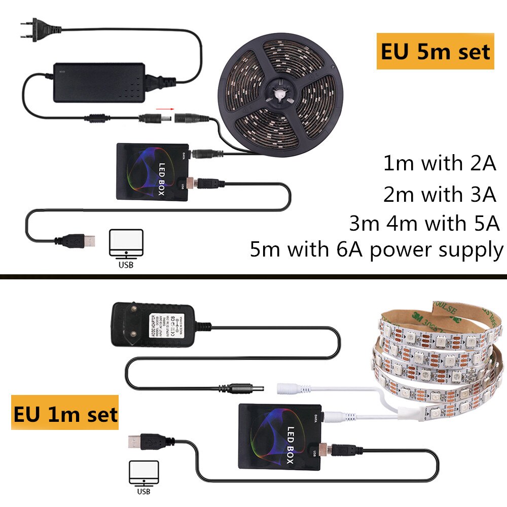 DC 5V USB WS2812B LED Strip 5050 Deam Color LED Light DIY Ambient Controller Box for Computer PC Screen Backlight. 