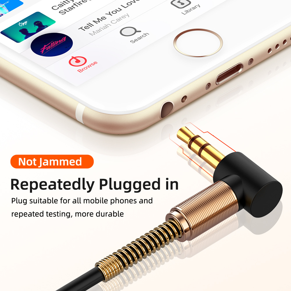 Audio Cable 3.5mm Elbow Spring Retractable Extension Cord Audio Cable Suitable For Mobile Computer Speakers with wear-resisting property. 