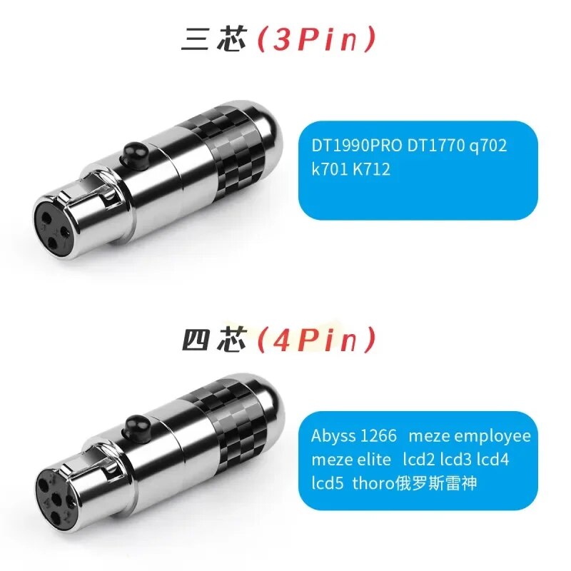 Mini XLR Female Connectors 3pin 4pin Rhodium Plated Audio Plug Headphone Adapter Speaker HIFI Mic Jack XLR Balance Cable DT1770. 