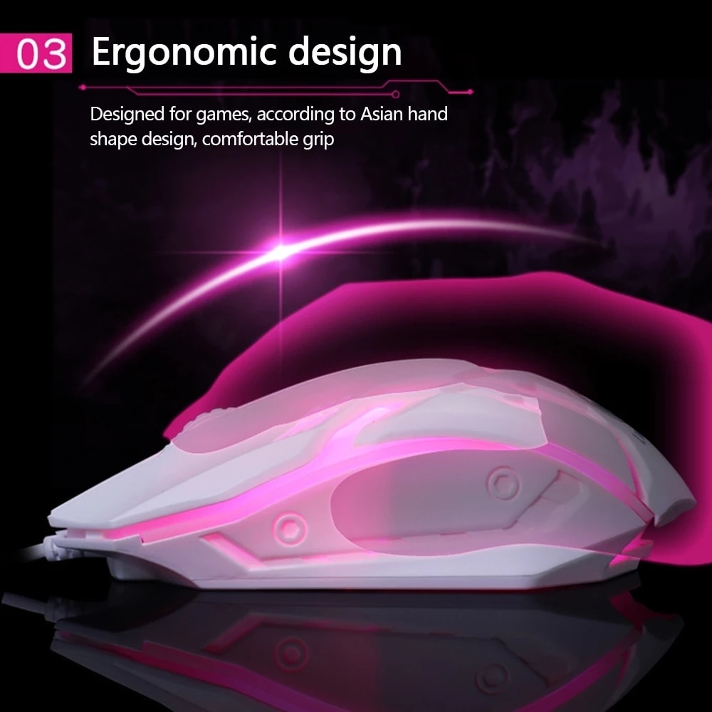 HXSJ Limei S1 E Sports LED Luminous Backlit Wired Mouse USB Wired For Desktop Laptop Mute Office Computer Gaming Mouse. 