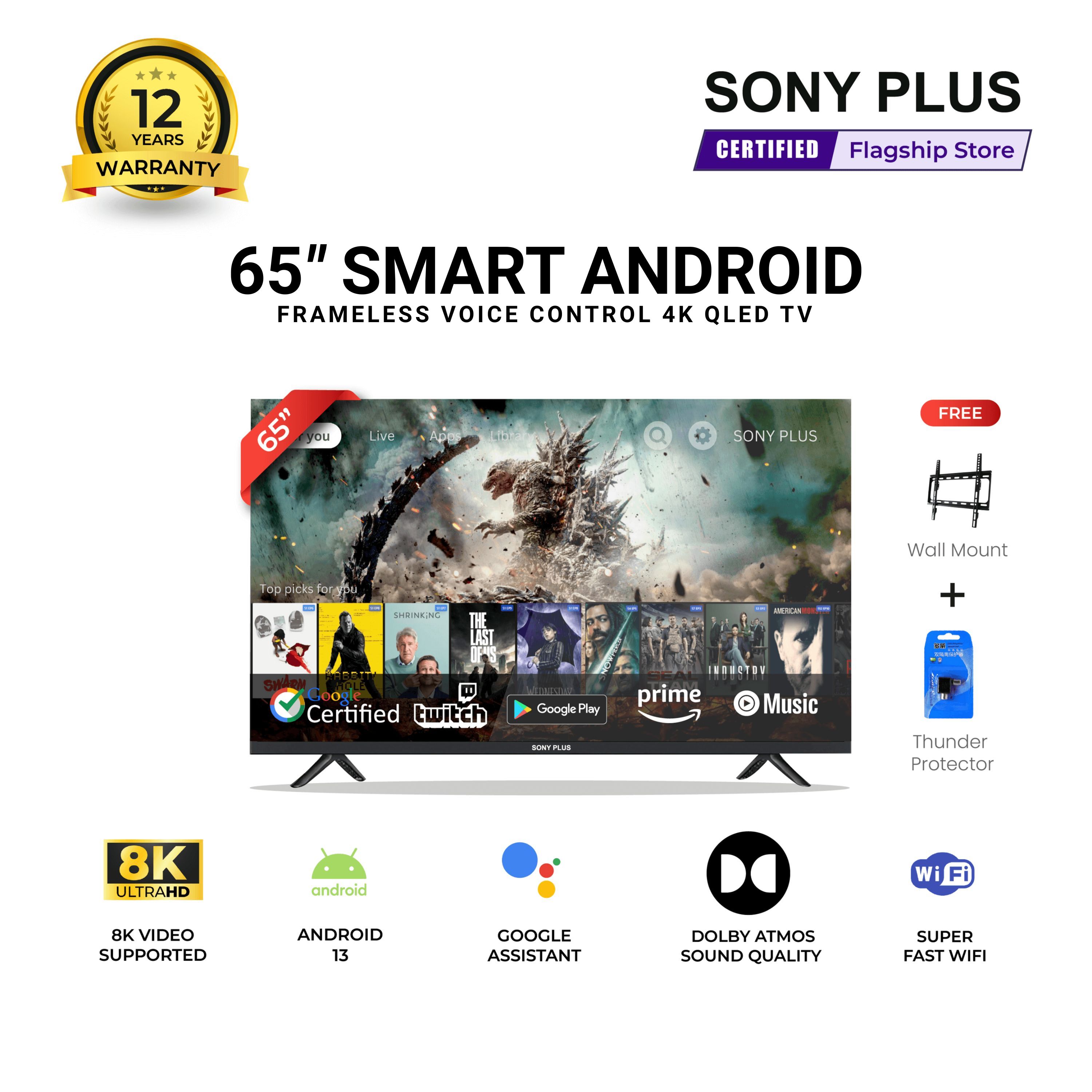 Sony Plus 65 inch Frameless Voice Control QLED TV Wi-Fi UHD 8K Supported Android Television